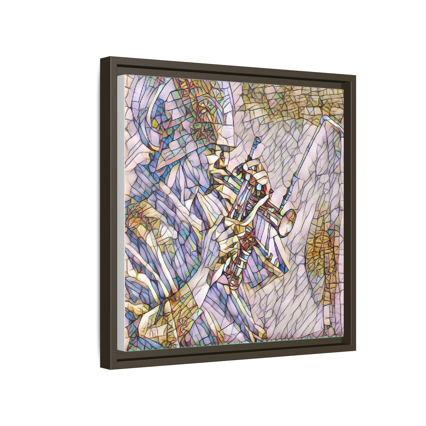 Framed Abstract Trumpet Player Matte Canvas Art