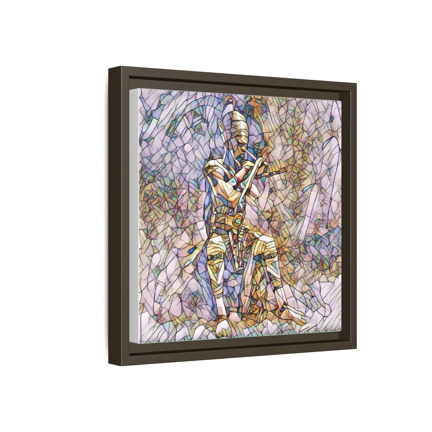 Framed Matte Canvas - Stained Glass Knight Artwork