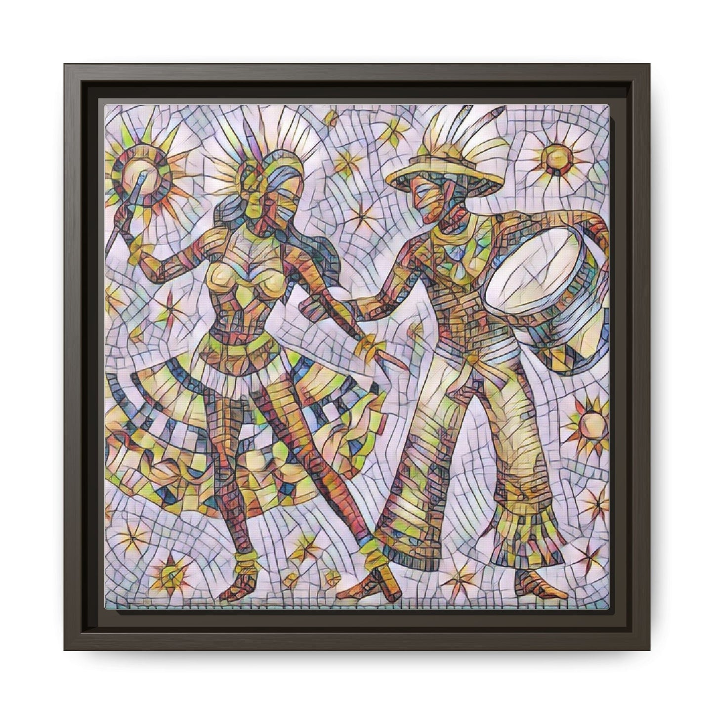 Carnival Dancers Framed Canvas Art — Colorful Samba Rhythm Wall Decor