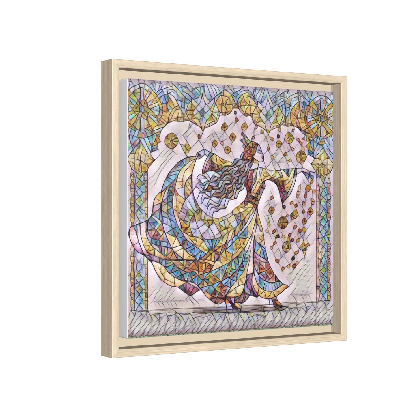 Stained Glass Dancing Dervish Framed Canvas Art