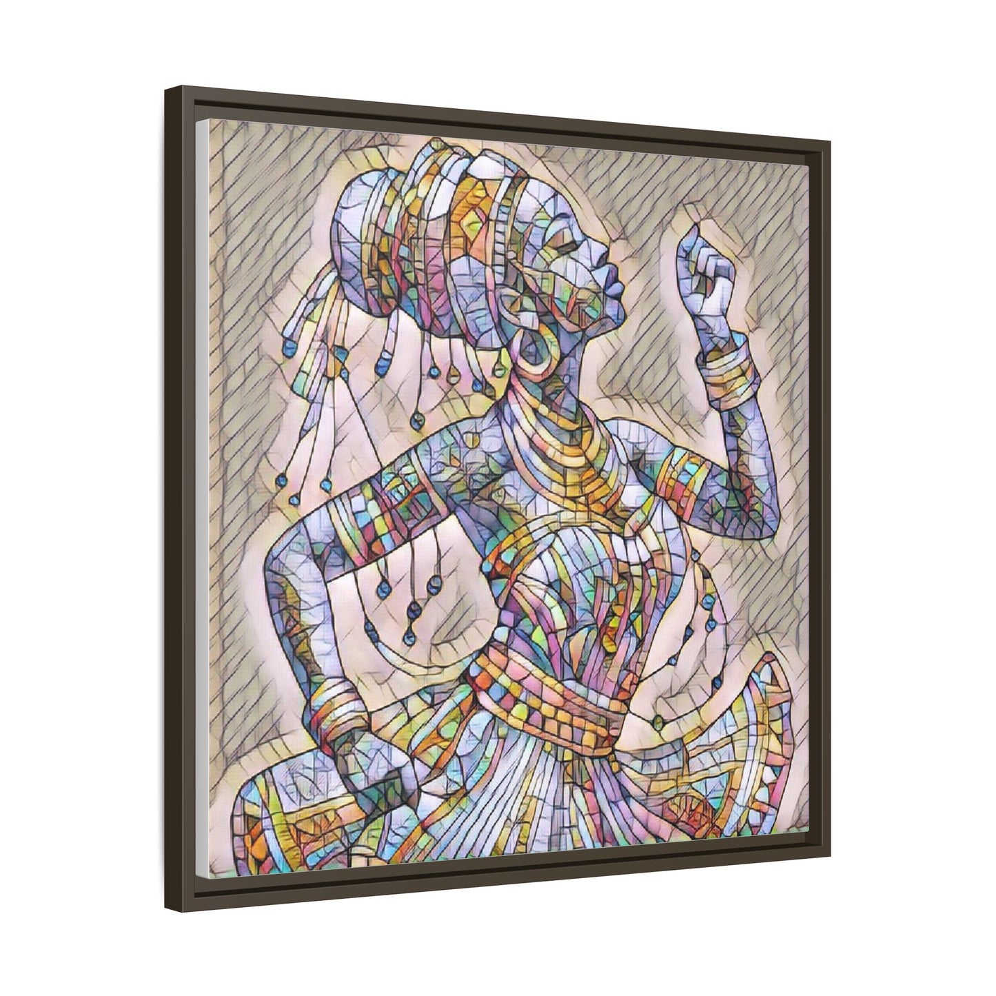 Framed Canvas Art — Colorful Mosaic Dancer