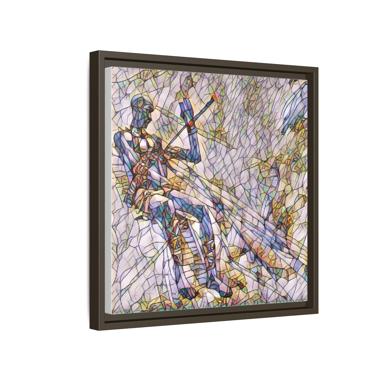 Abstract Stained-Glass Warrior Framed Canvas