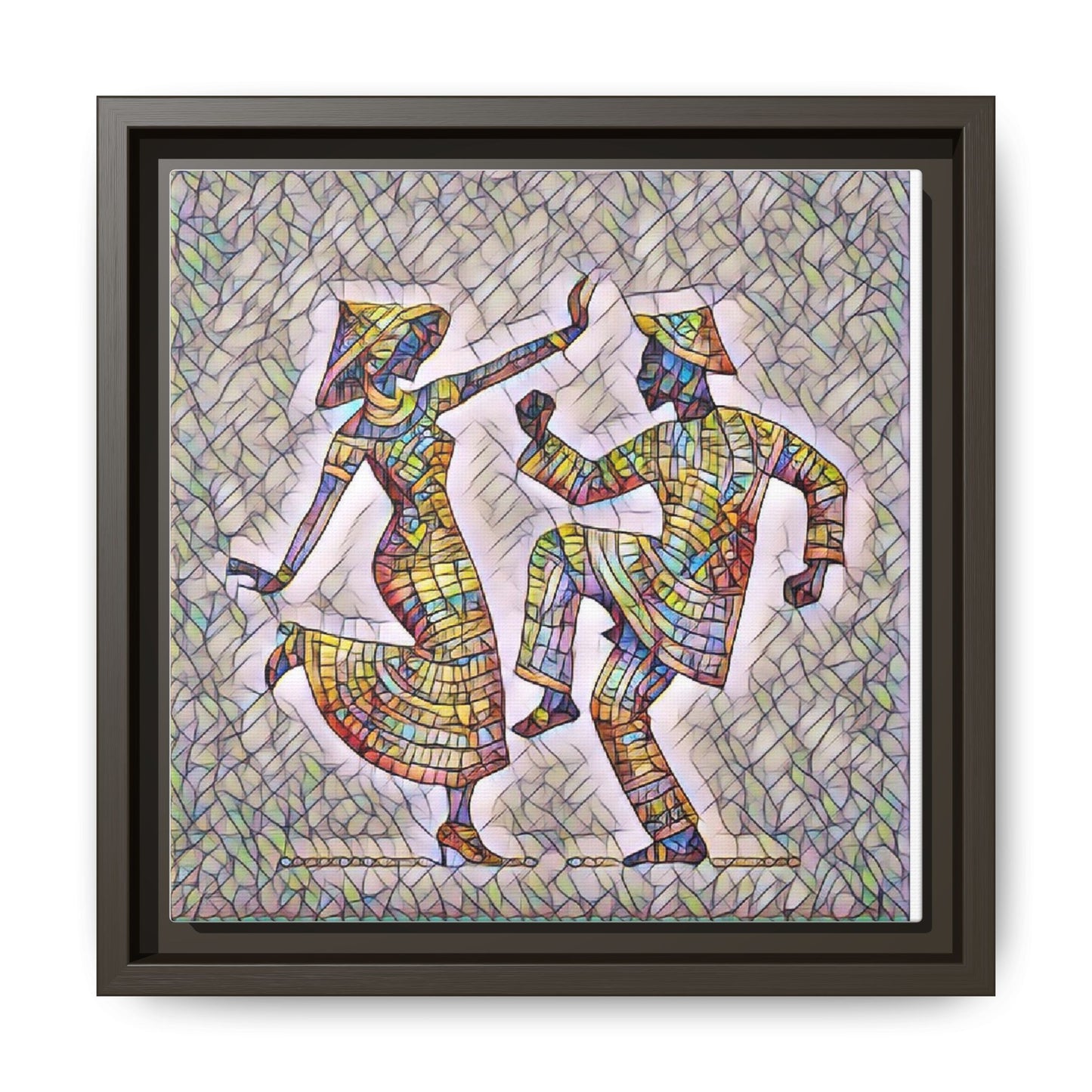 Colorful Folk Dance Matte Canvas Print (Framed)