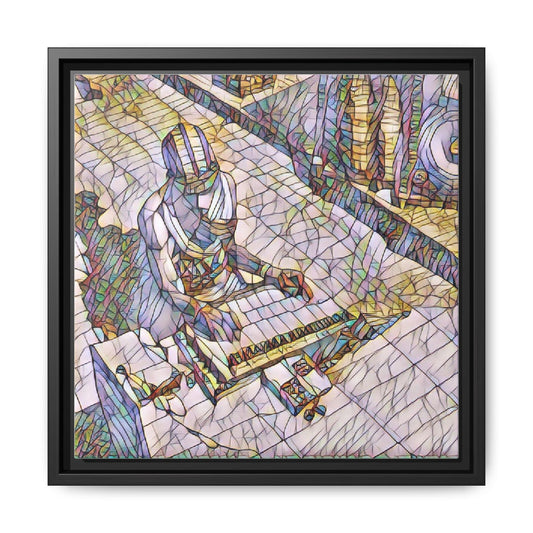 Abstract DJ Skateboarder Matte Framed Canvas – Colorful Urban Music Art Print