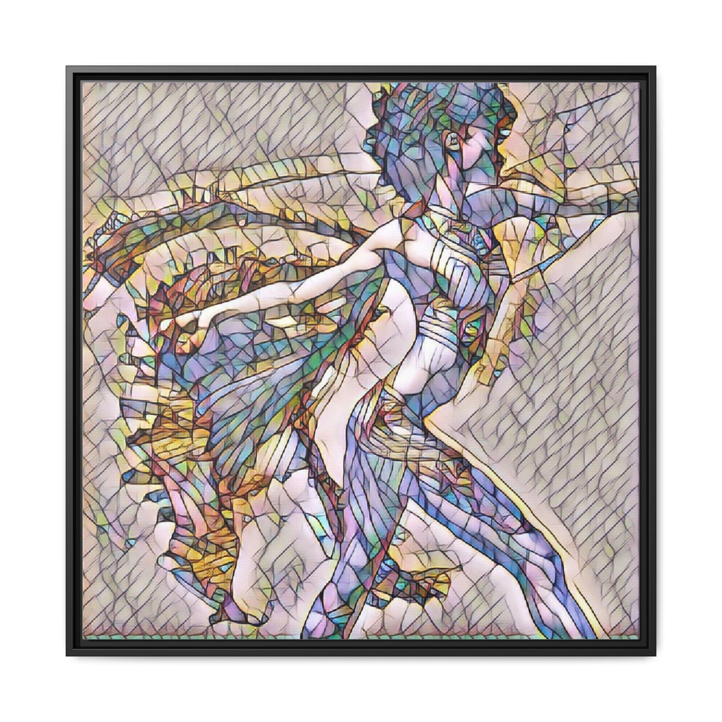 Abstract Stained-Glass Dancer Framed Canvas Art