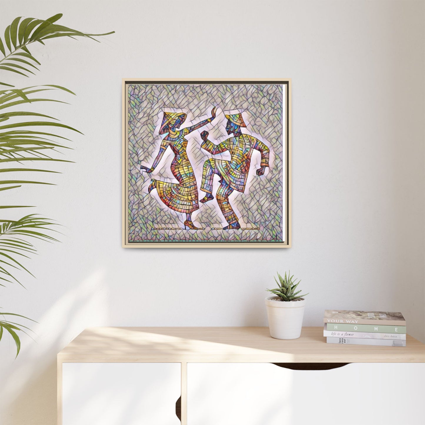 Colorful Folk Dance Matte Canvas Print (Framed)