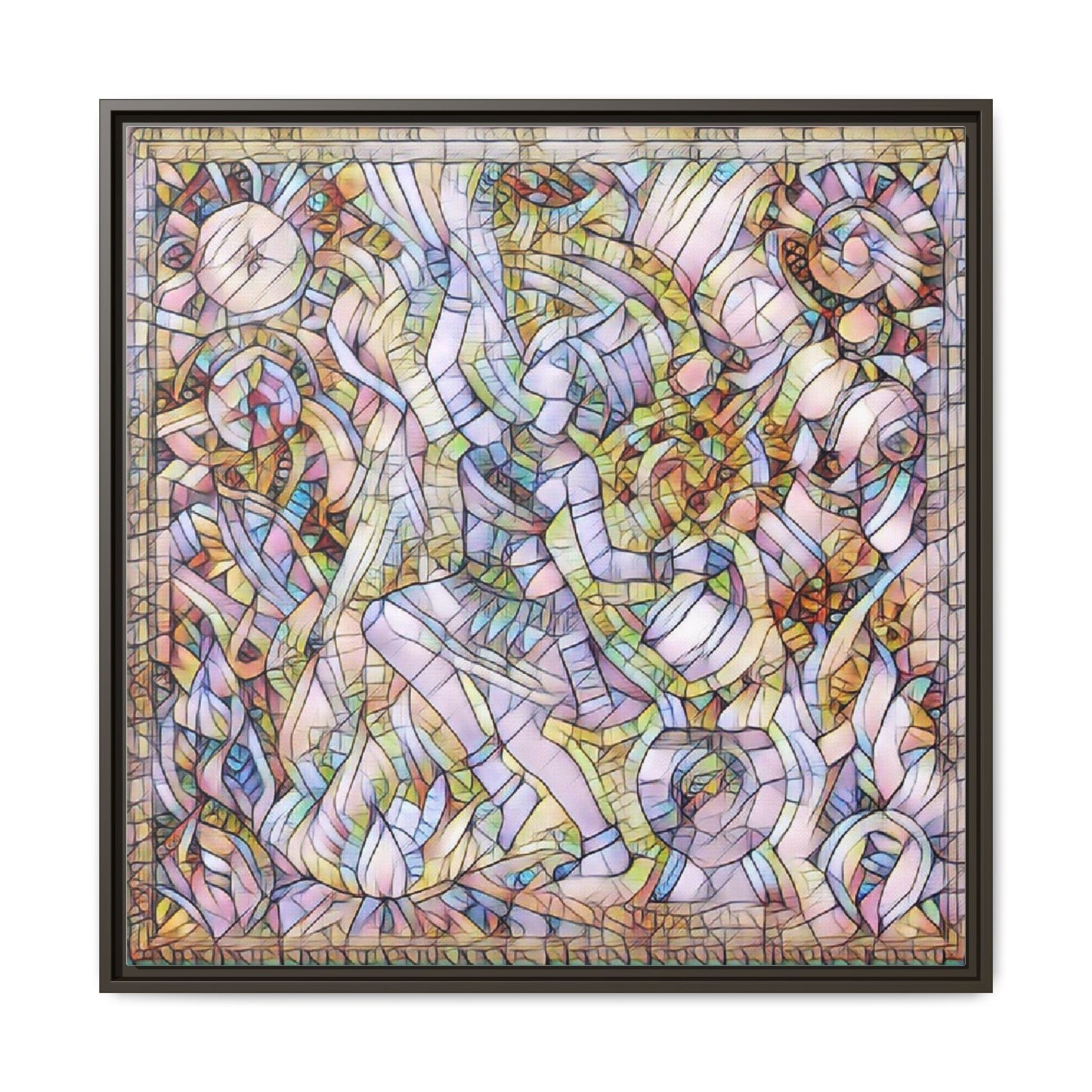 Abstract Stained Glass Dance Matte Framed Canvas