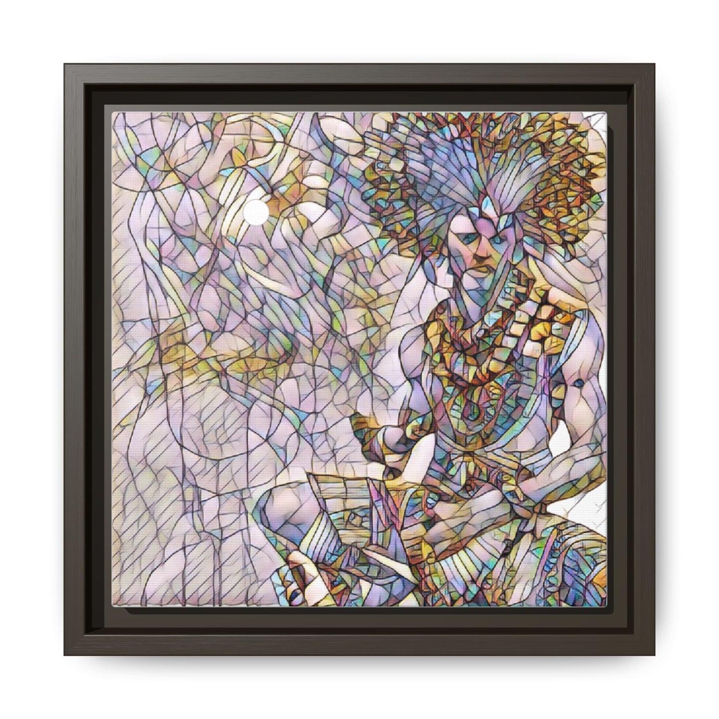 Framed Matte Canvas Art — Colorful Tribal Warrior Illustration