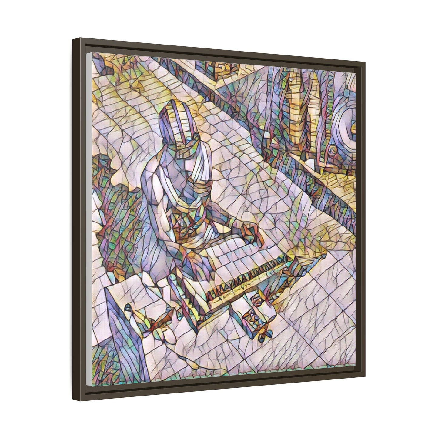 Abstract DJ Skateboarder Matte Framed Canvas – Colorful Urban Music Art Print