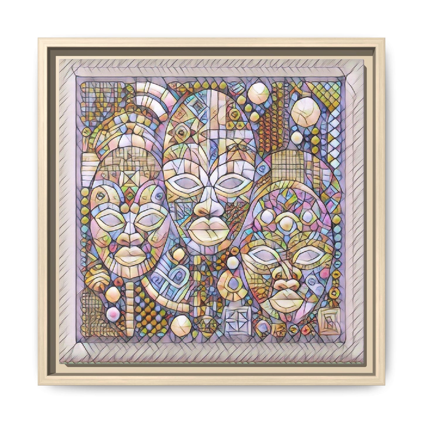 Abstract African Mask Art — Framed Matte Canvas Wall Art