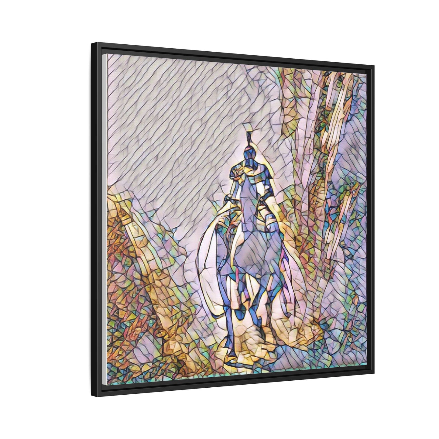 Stained-Glass Knight Matte Framed Canvas Wall Art