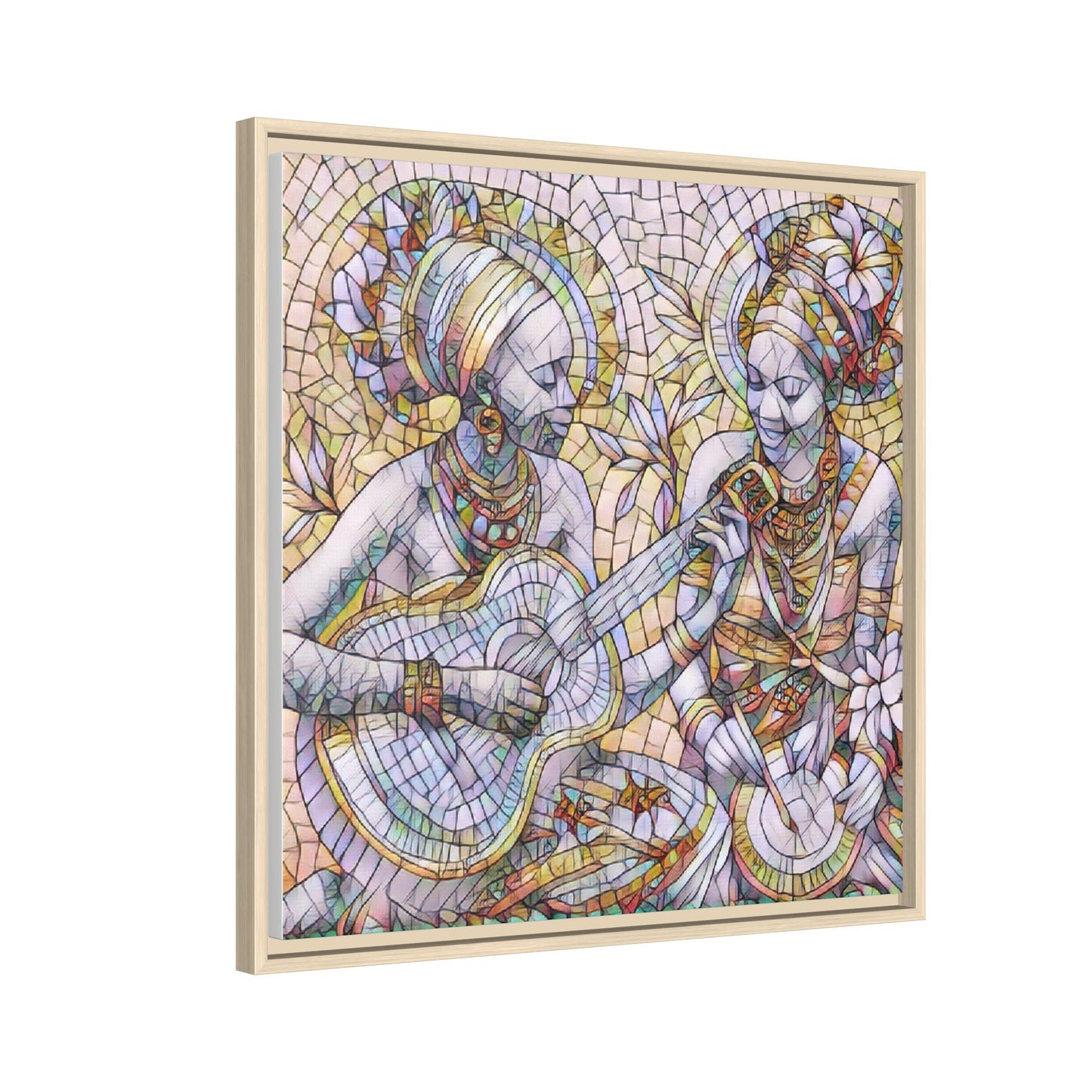 Framed Canvas Art – Colorful Mosaic Musicians Wall Decor