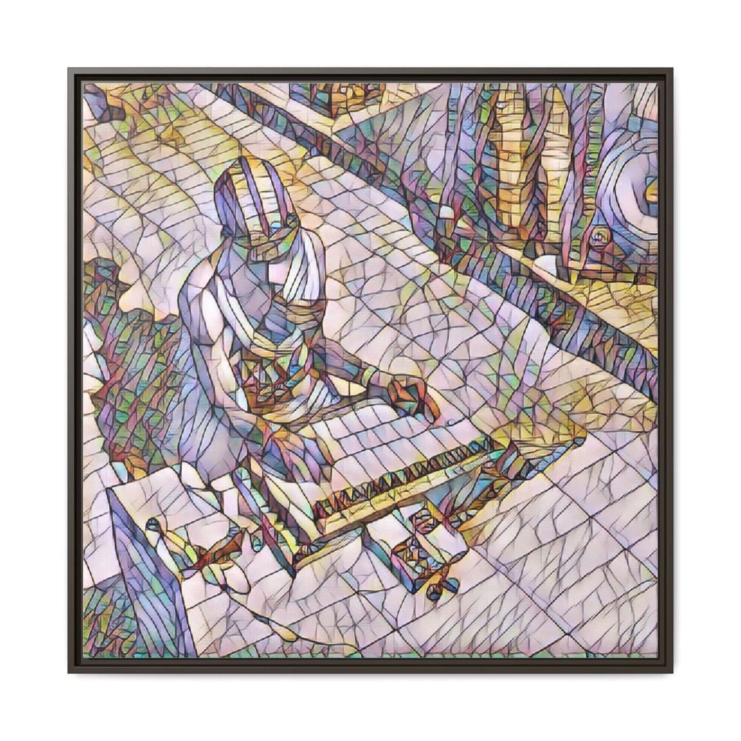 Abstract DJ Skateboarder Matte Framed Canvas – Colorful Urban Music Art Print