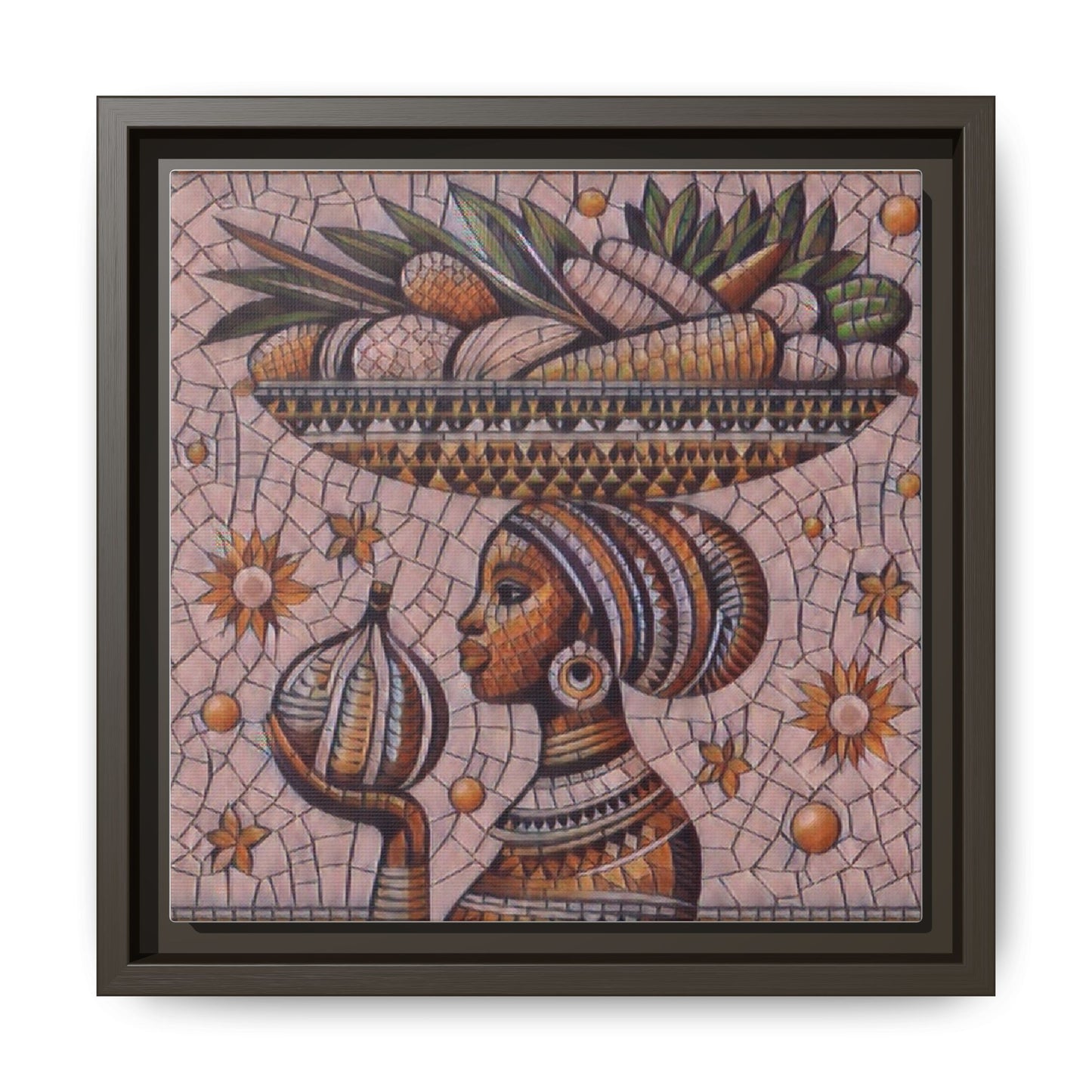 Egyptian Mosaic Goddess Matte Framed Canvas Wall Art