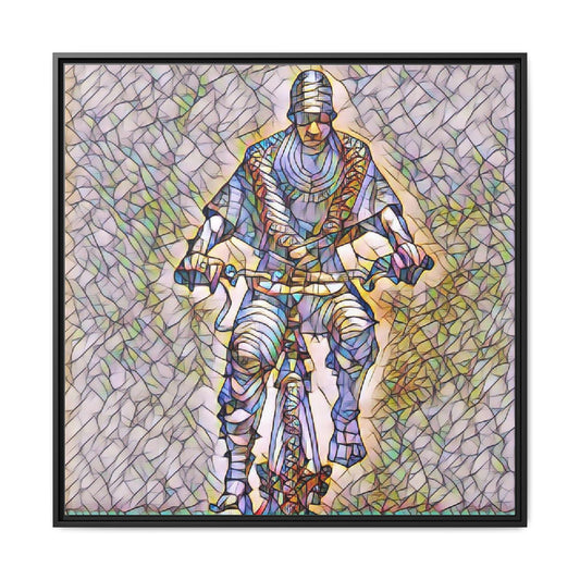 Framed Matte Canvas Art - Stylized Cyclist Illustration