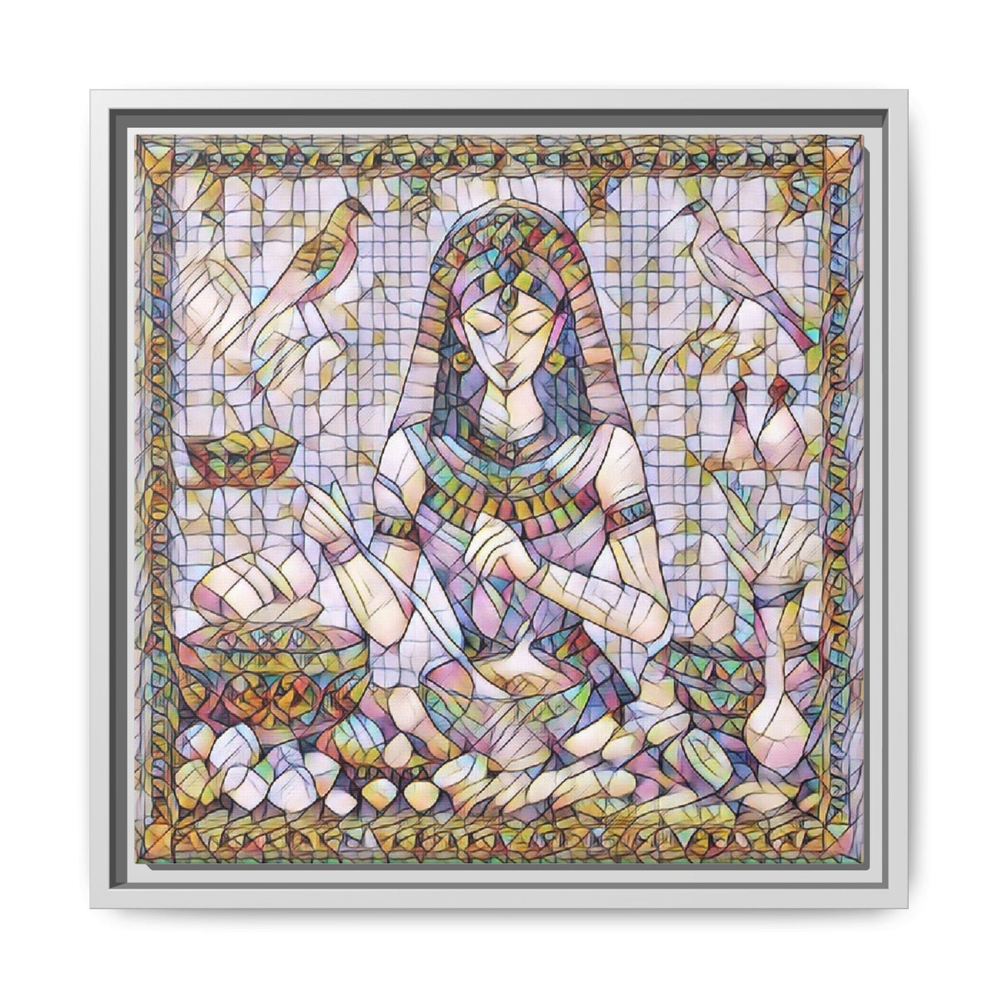 Egyptian Goddess Mosaic Framed Canvas Art