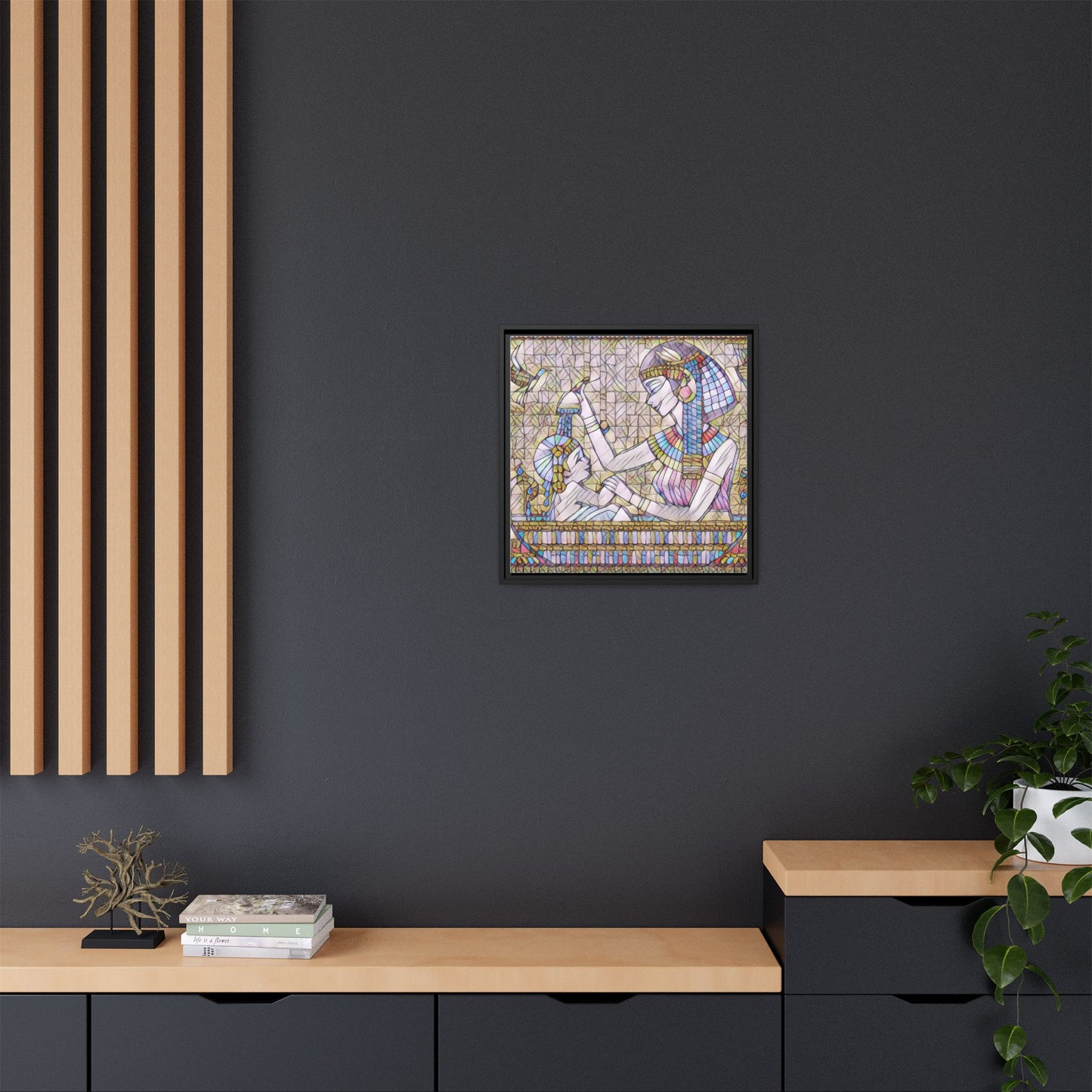 Egyptian Mosaic Mother & Child Framed Matte Canvas