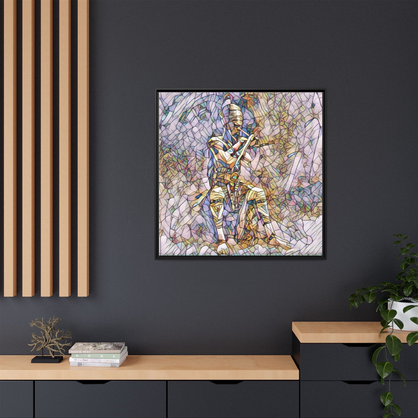 Framed Matte Canvas - Stained Glass Knight Artwork