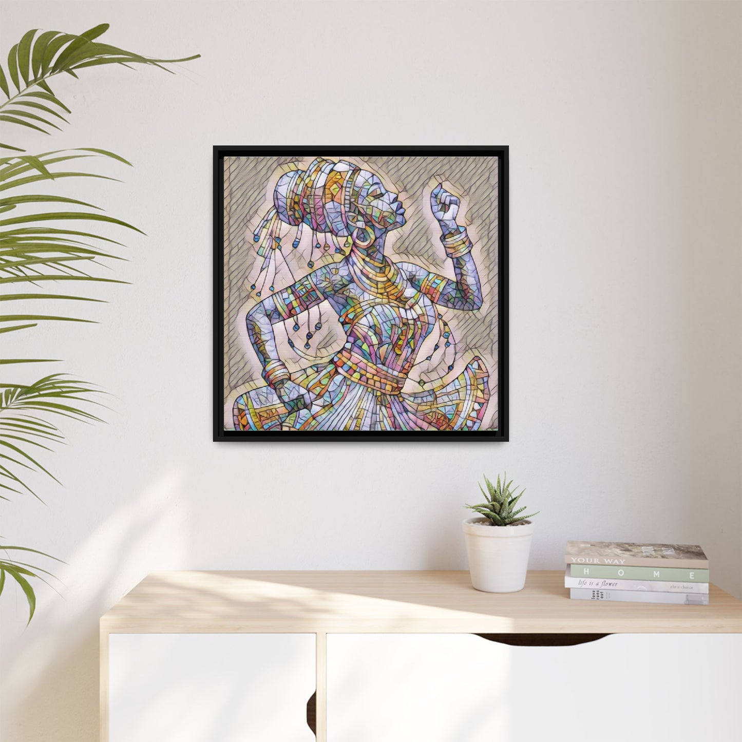 Framed Canvas Art — Colorful Mosaic Dancer