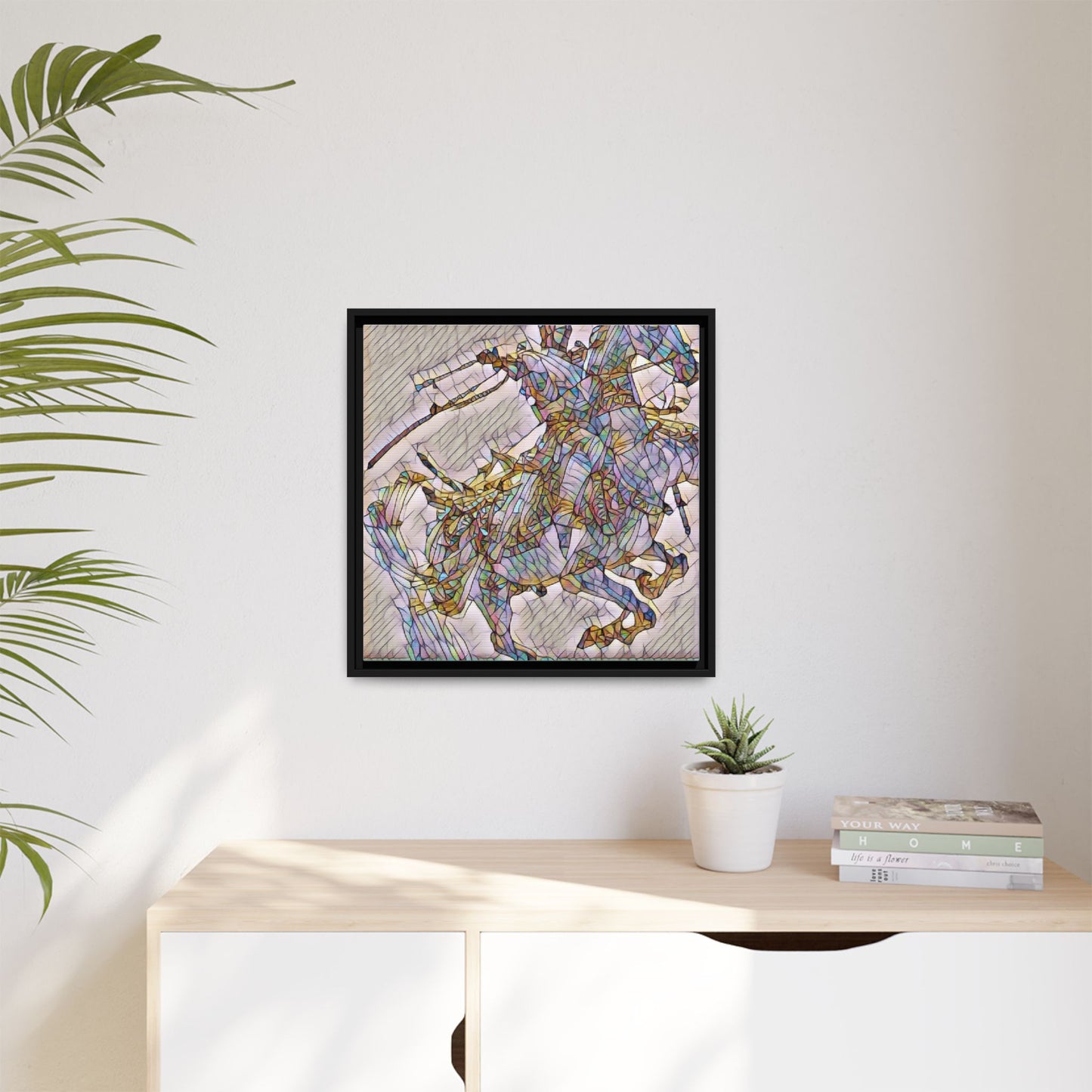 Framed Abstract Stained-Glass Horse Canvas