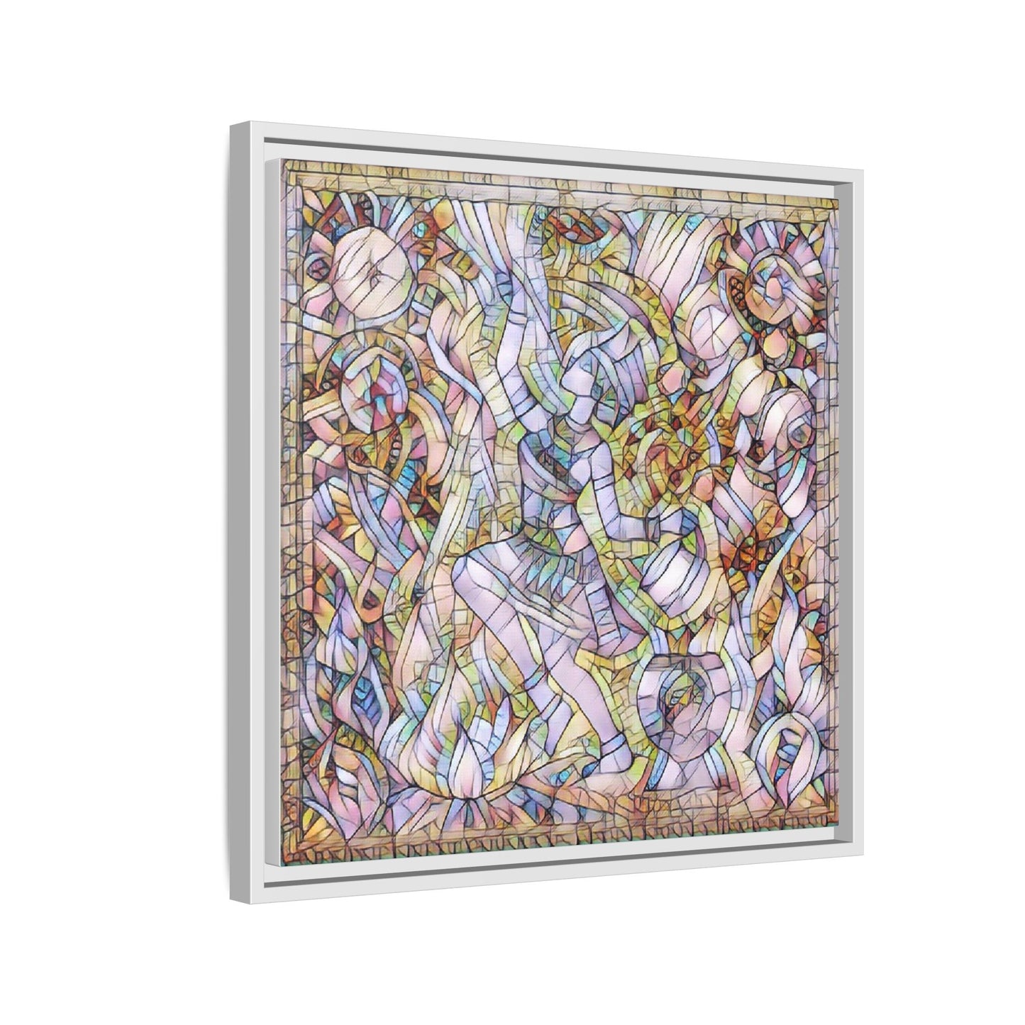 Abstract Stained Glass Dance Matte Framed Canvas