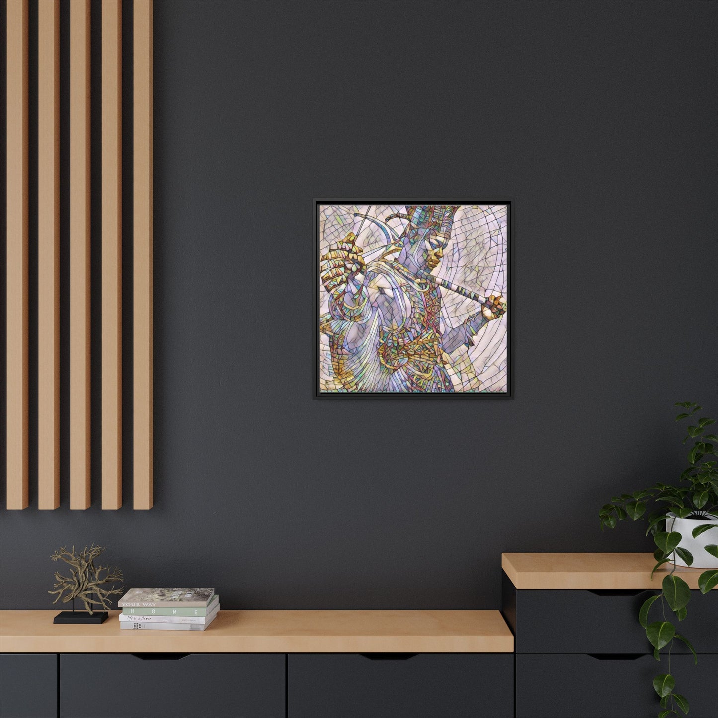 Egyptian God Mosaic Matte Canvas Framed Art