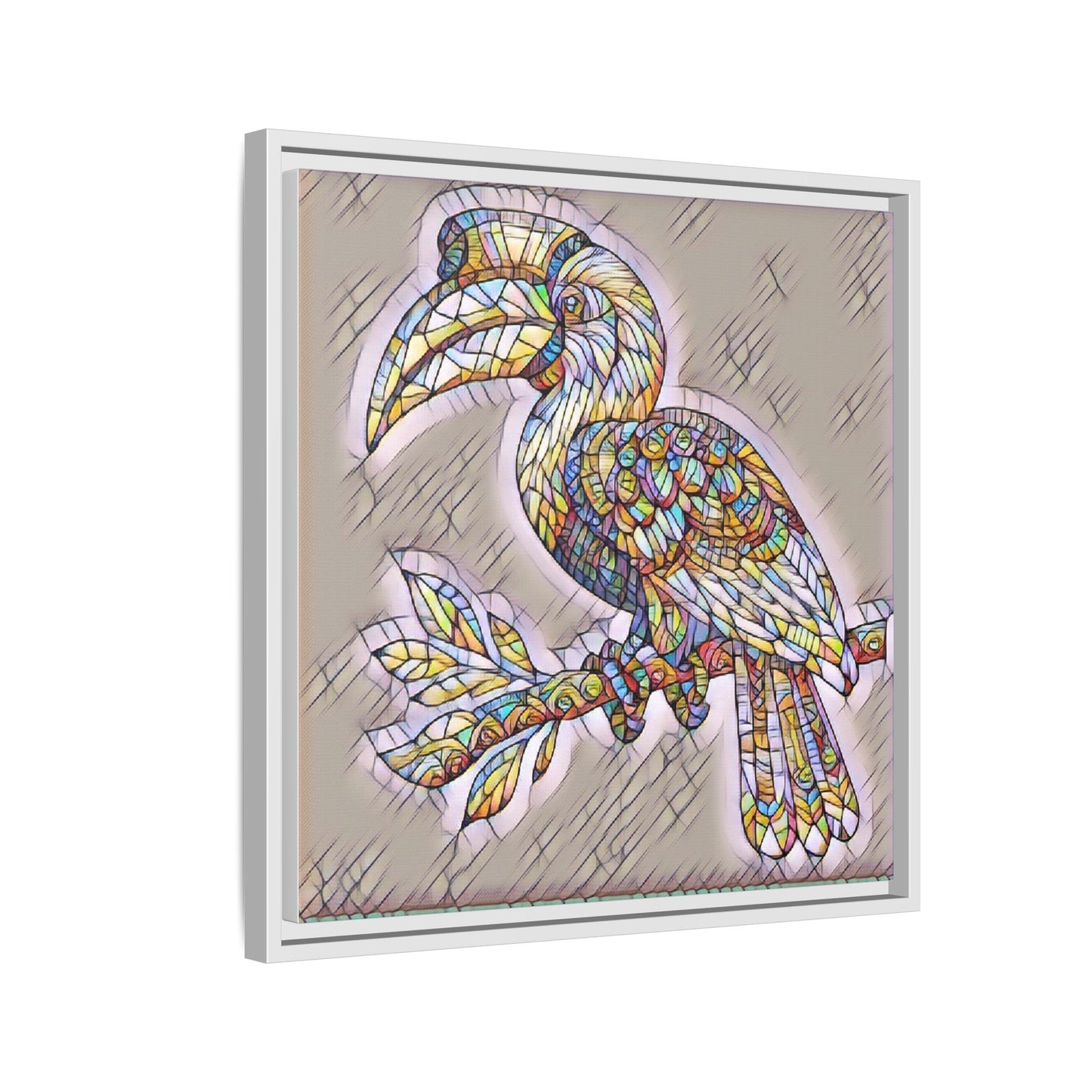 Colorful Stained Glass Toucan Matte Canvas Framed Wall Art