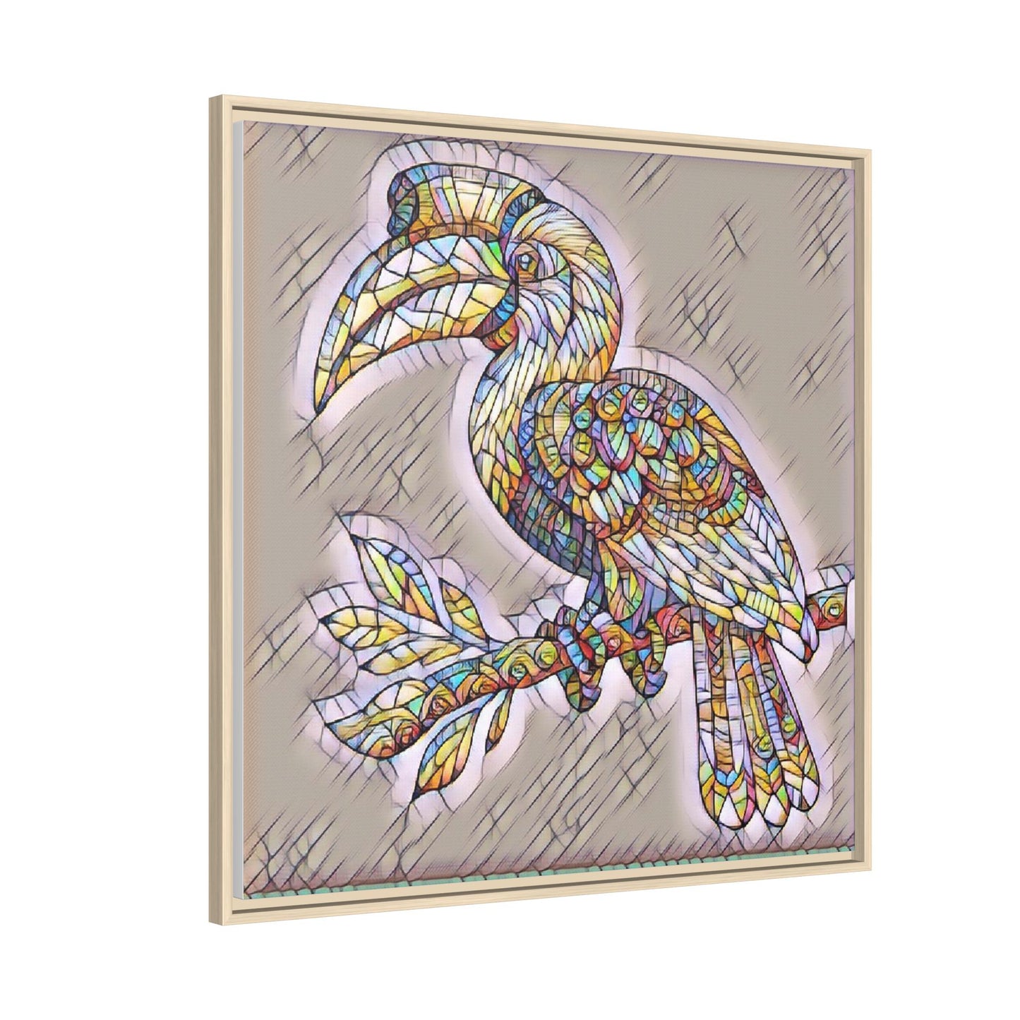 Colorful Stained Glass Toucan Matte Canvas Framed Wall Art