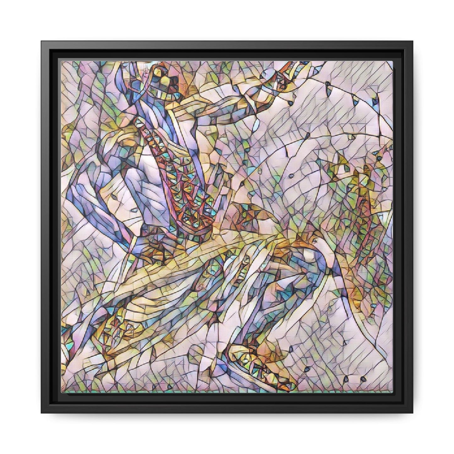Abstract Stained-Glass Dancers — Framed Matte Canvas Art