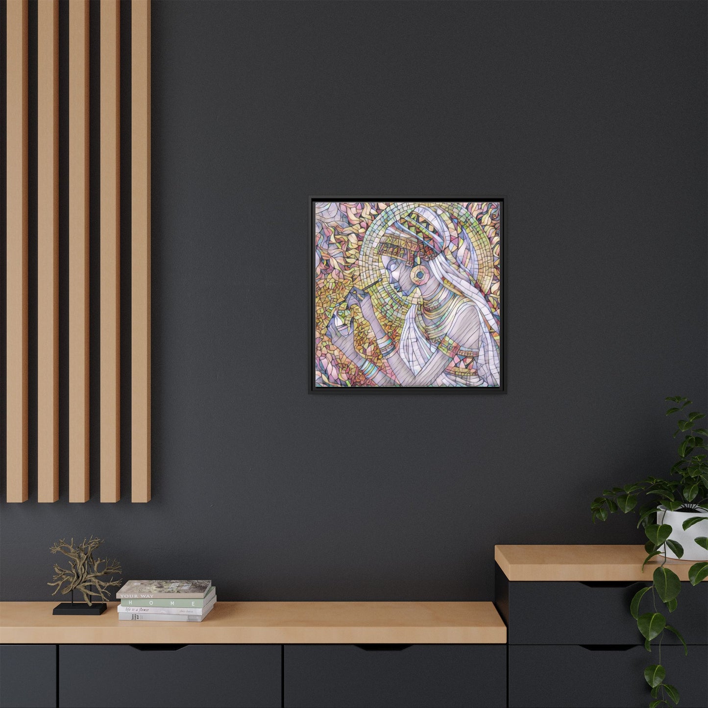 Egyptian Goddess Stained-Glass Matte Canvas (Framed)