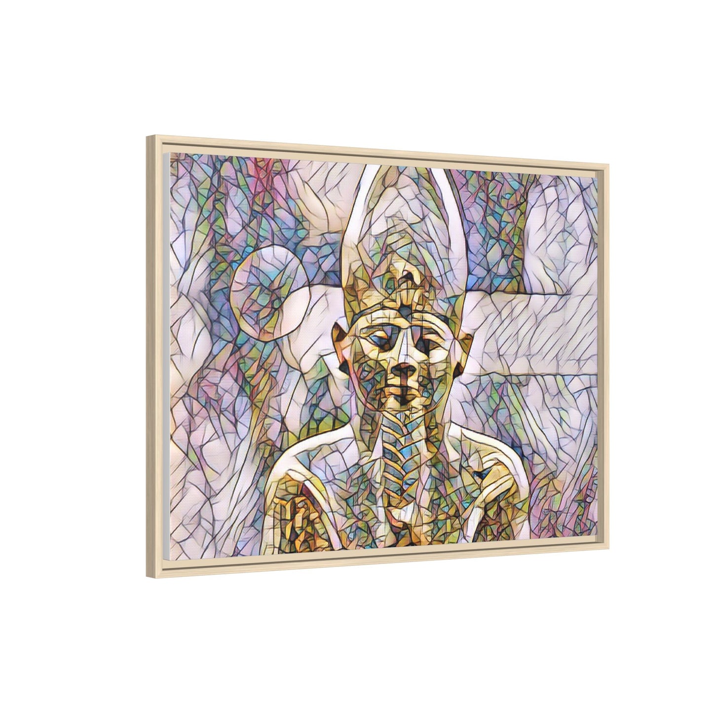 Egyptian Pharaoh Stained-Glass Style Matte Canvas Print, Framed