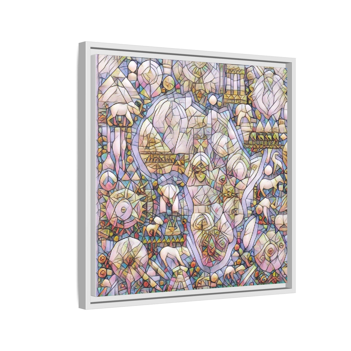 Abstract Stained-Glass Style Framed Canvas Print