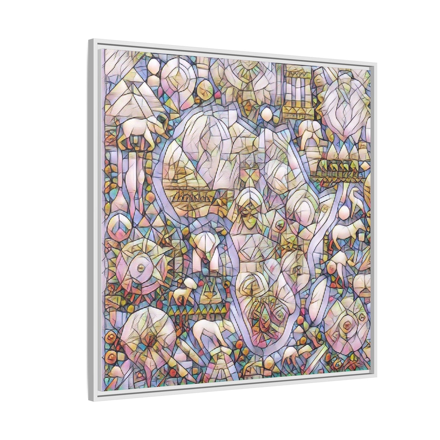 Abstract Stained-Glass Style Framed Canvas Print