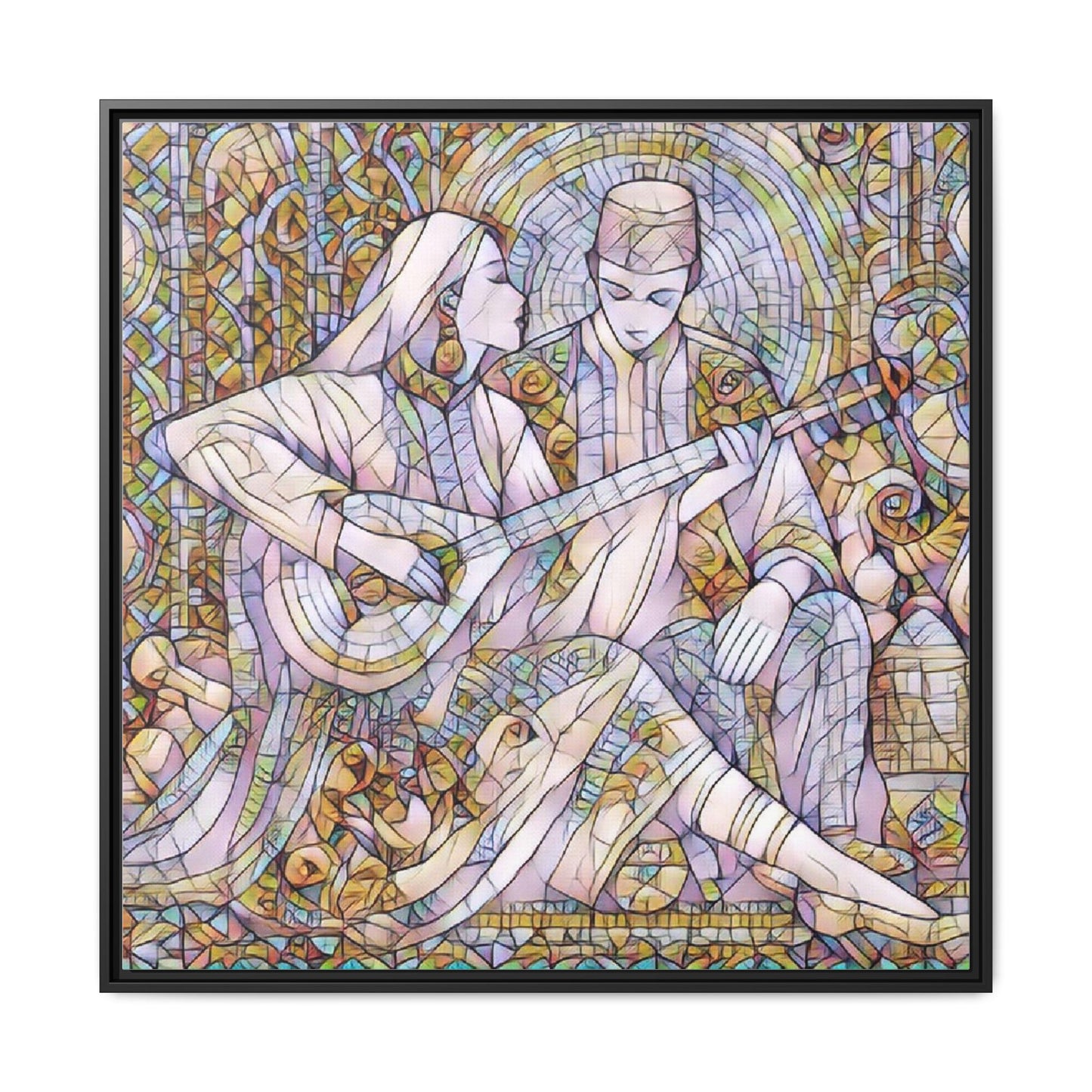 Love Song Serenade - Framed Canvas Wall Art | Guitar Player Romantic Print