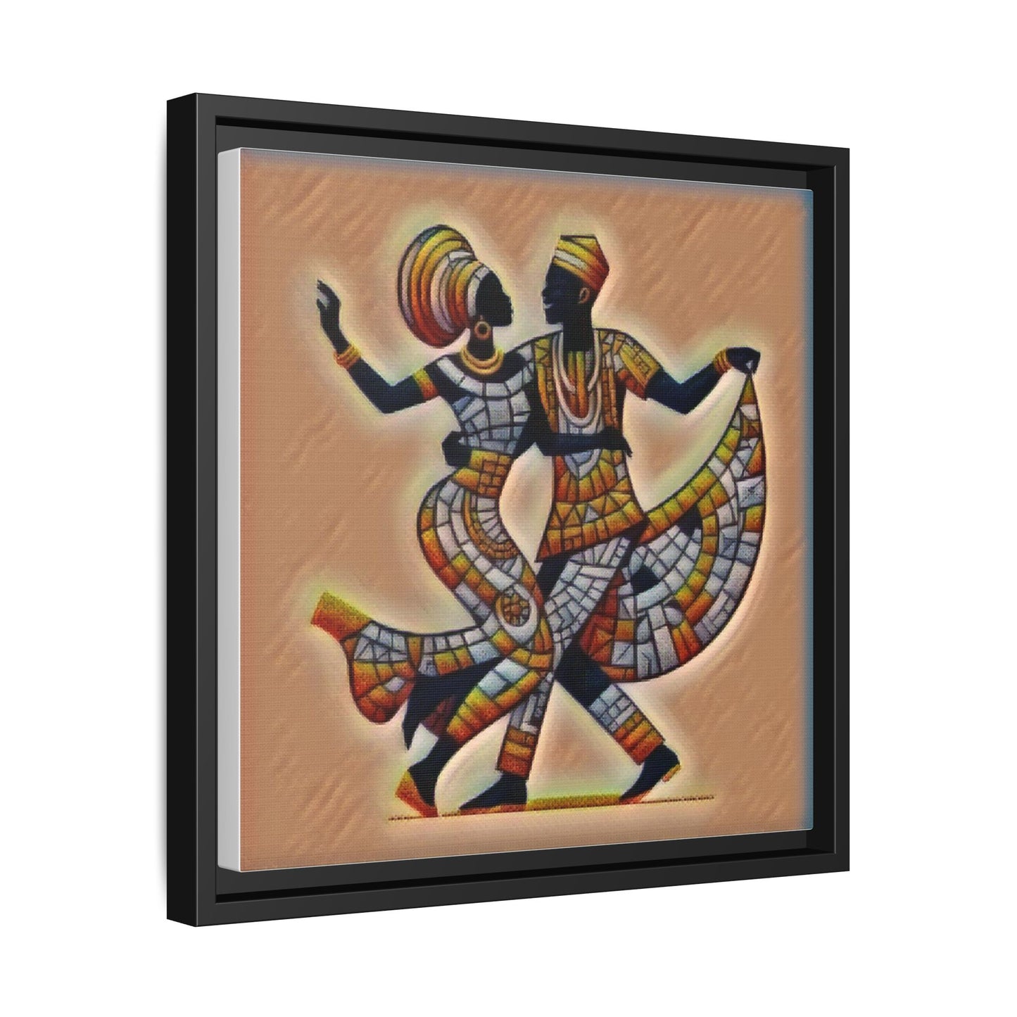 Framed African Dance Mosaic Art Print — Matte Canvas Wall Decor