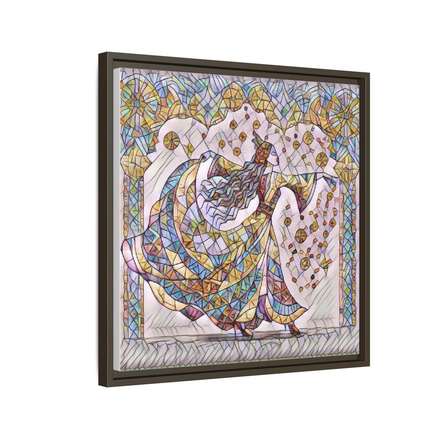 Stained Glass Dancing Dervish Framed Canvas Art