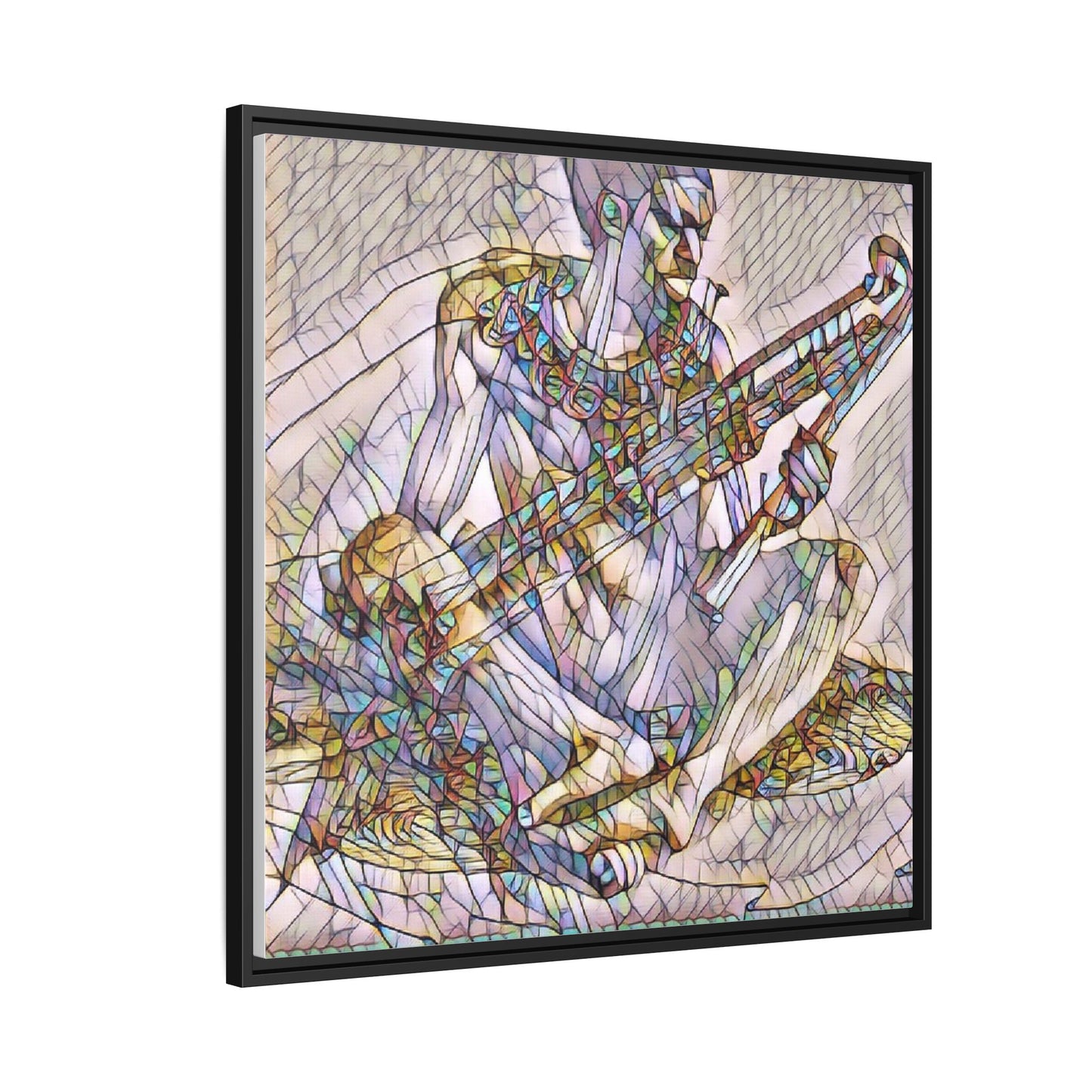 Framed Abstract Musician Canvas Art — Multicolor Modern Wall Decor