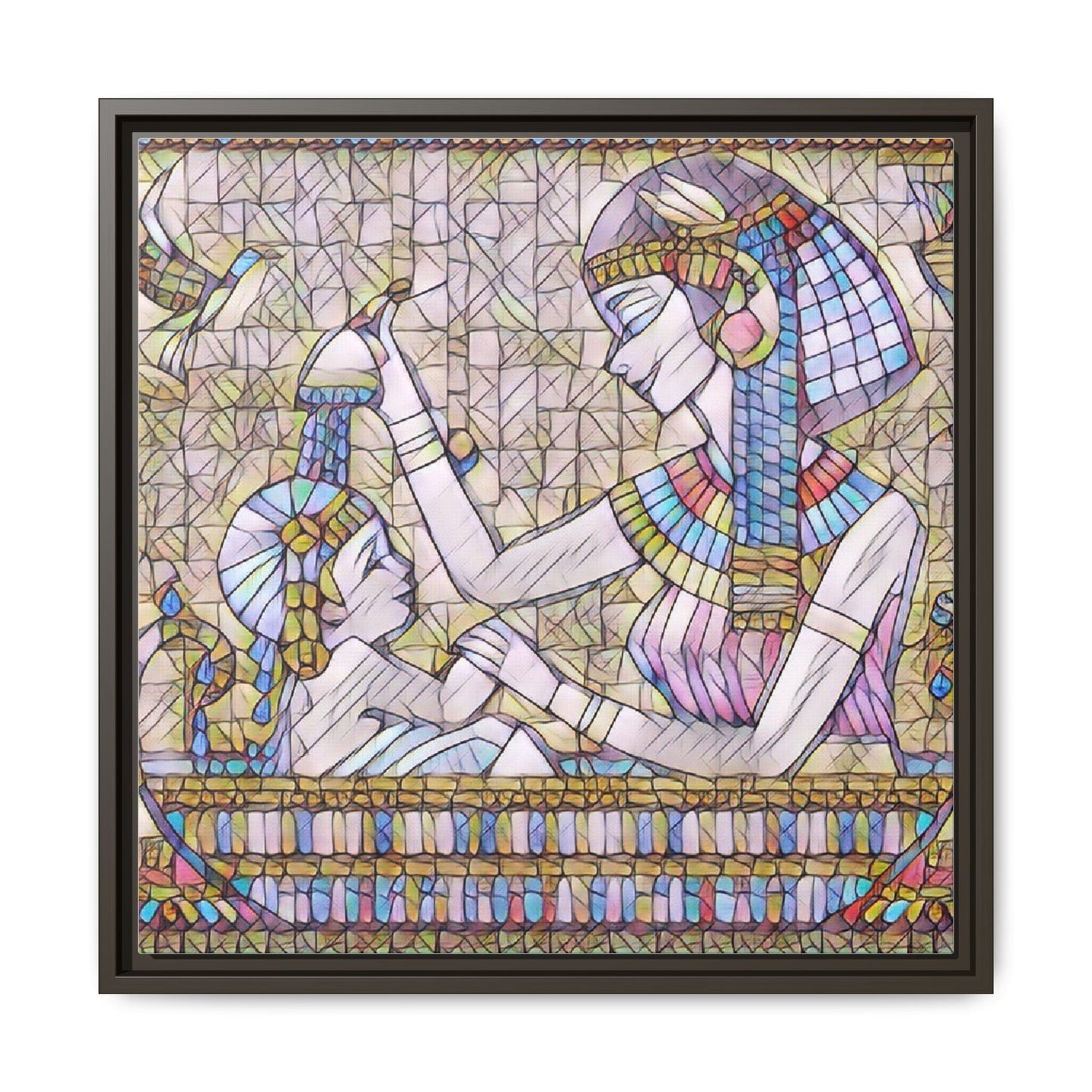 Egyptian Mosaic Mother & Child Framed Matte Canvas