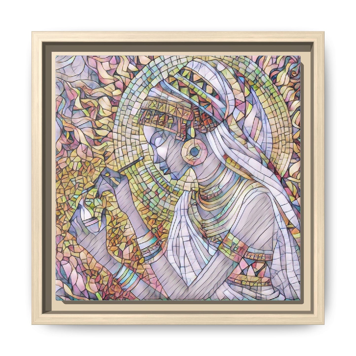 Egyptian Goddess Stained-Glass Matte Canvas (Framed)