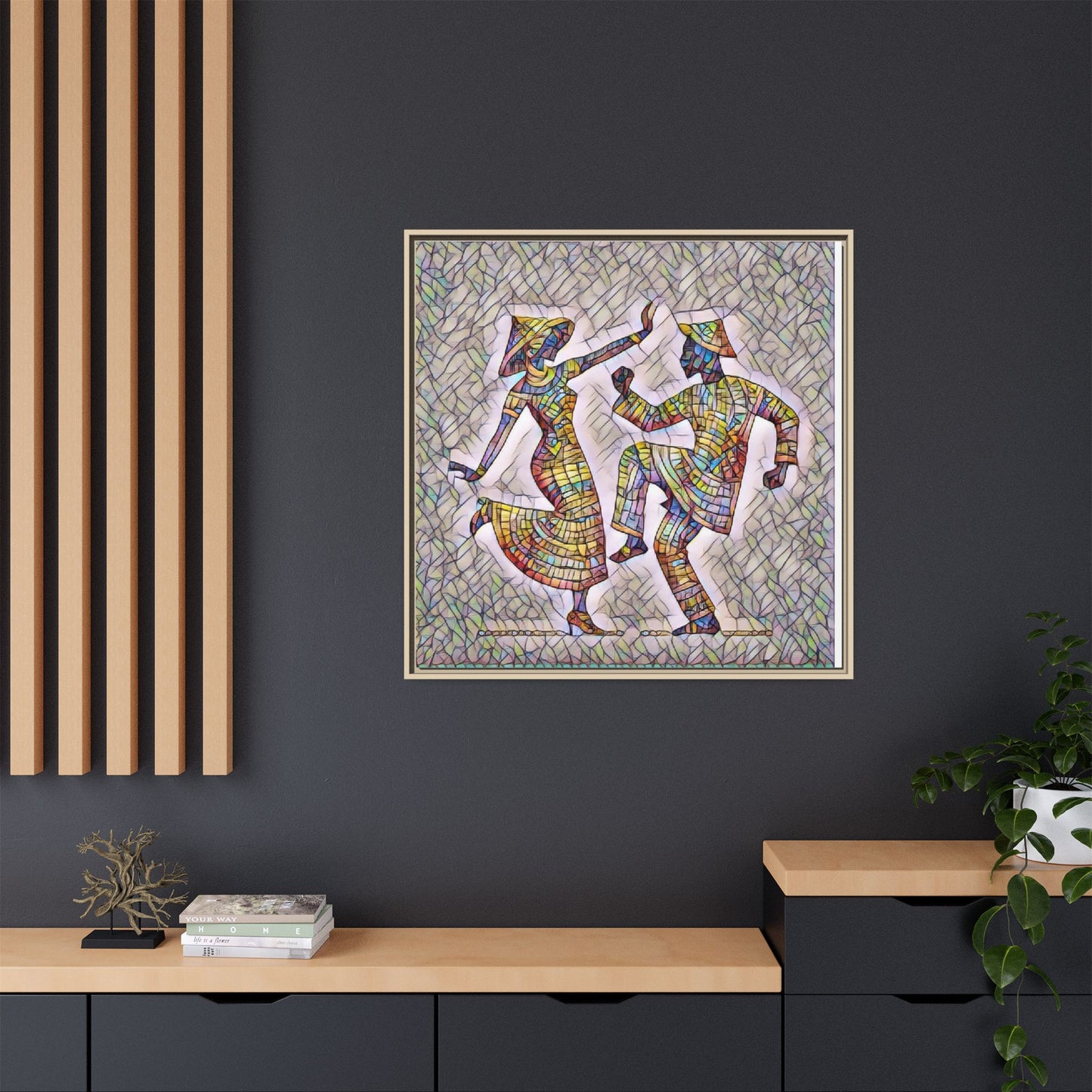 Colorful Folk Dance Matte Canvas Print (Framed)