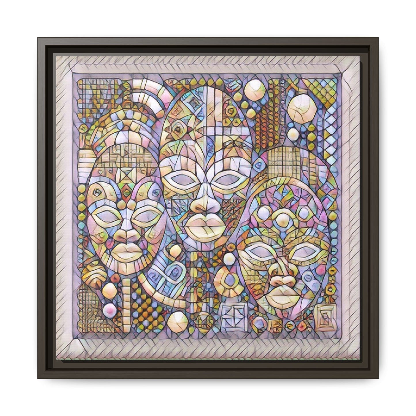 Abstract African Mask Art — Framed Matte Canvas Wall Art