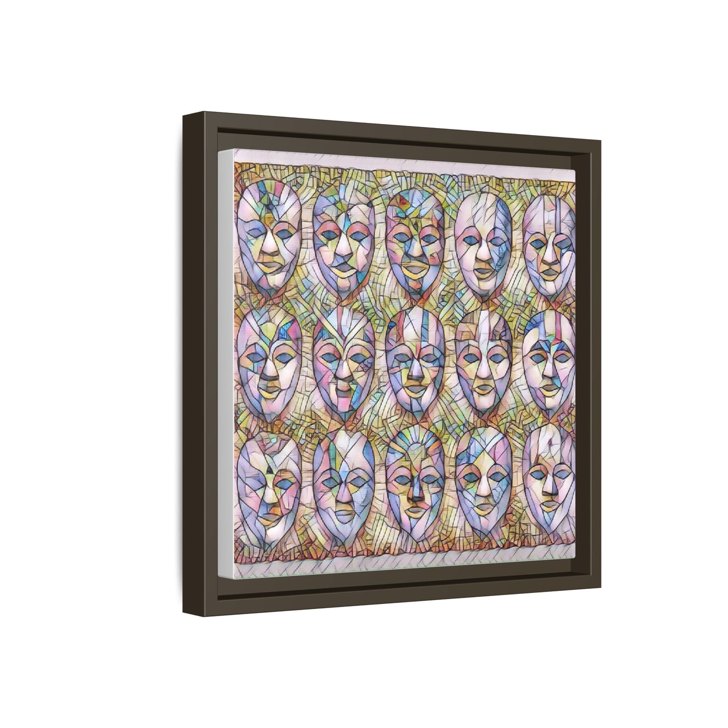 Abstract Mask Art Matte Canvas Print — Framed Multicolor Wall Art