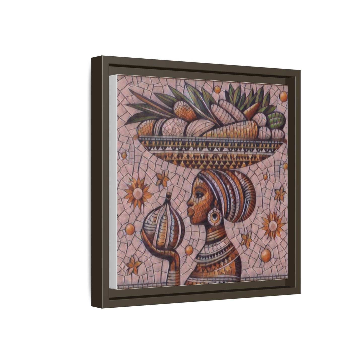 Egyptian Mosaic Goddess Matte Framed Canvas Wall Art