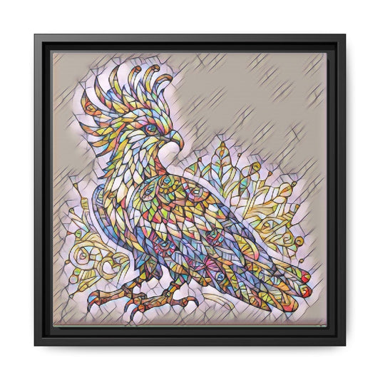 Colorful Stained-Glass Cockatoo Matte Framed Canvas
