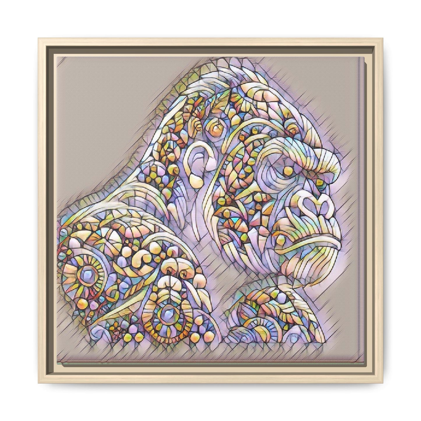 Colorful Ornate Gorilla Matte Canvas Framed Wall Art