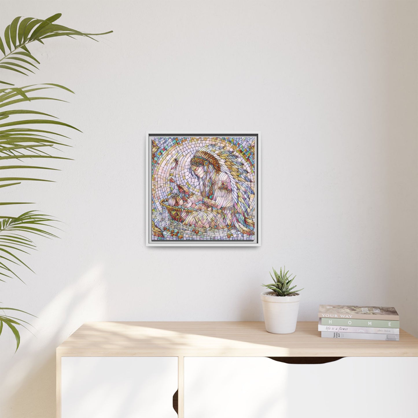 Framed Mosaic Native Mother & Child Matte Canvas Art