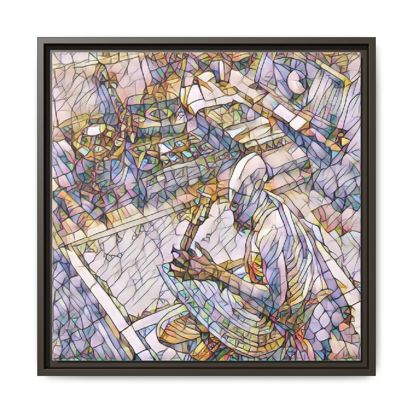 Stained-Glass DJ Matte Canvas Print (Framed) — Colorful Music Room Wall Art