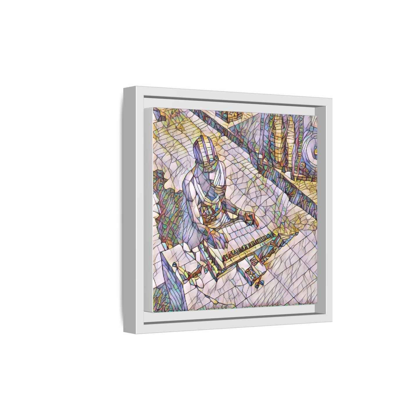 Abstract DJ Skateboarder Matte Framed Canvas – Colorful Urban Music Art Print