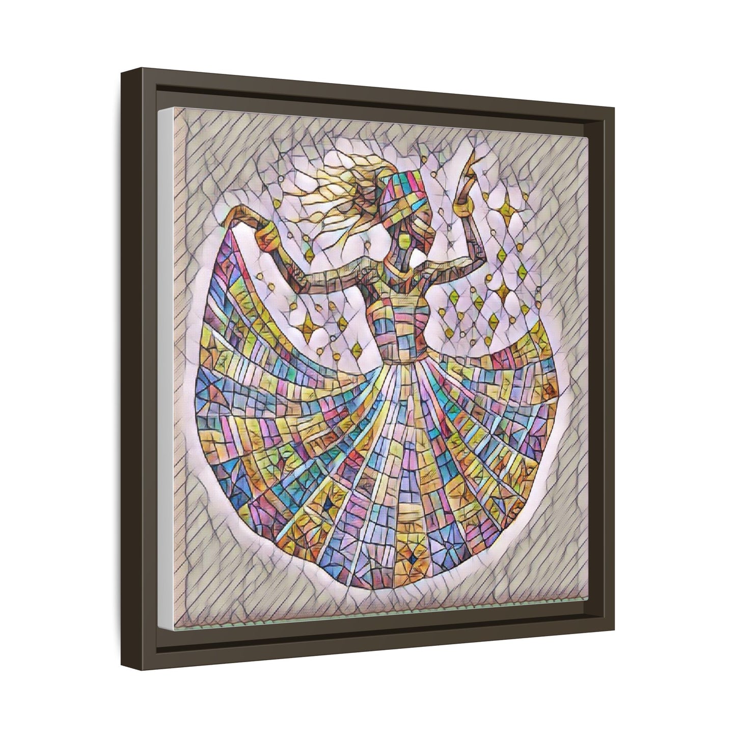 Colorful Mosaic Dance Framed Canvas Art