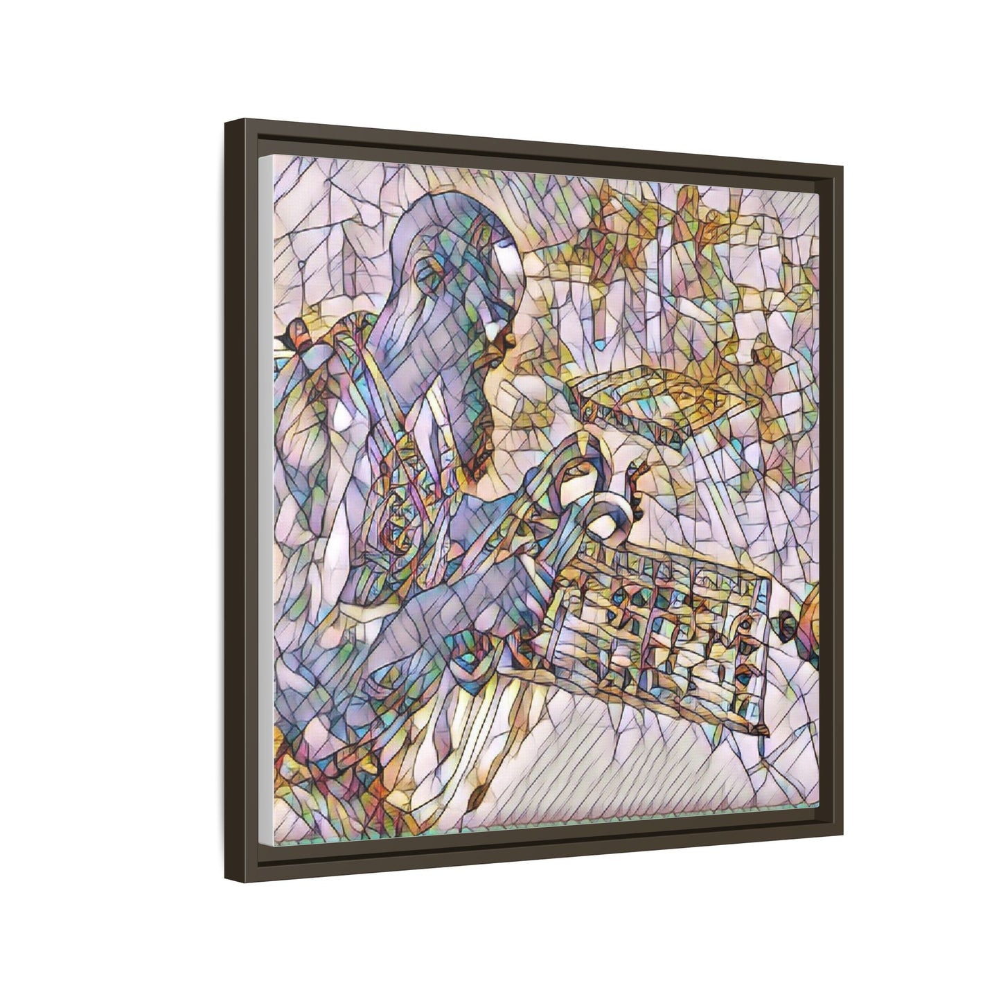 Framed Matte Canvas Art – Abstract Musician with Keyboard (Multi-Color)